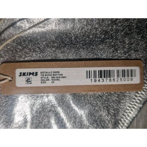 NWT SKIMS Metallic Swim Skimpy Triangle Bottom Side Tie Swimwear Nickle Size 4X - Picture 3 of 12